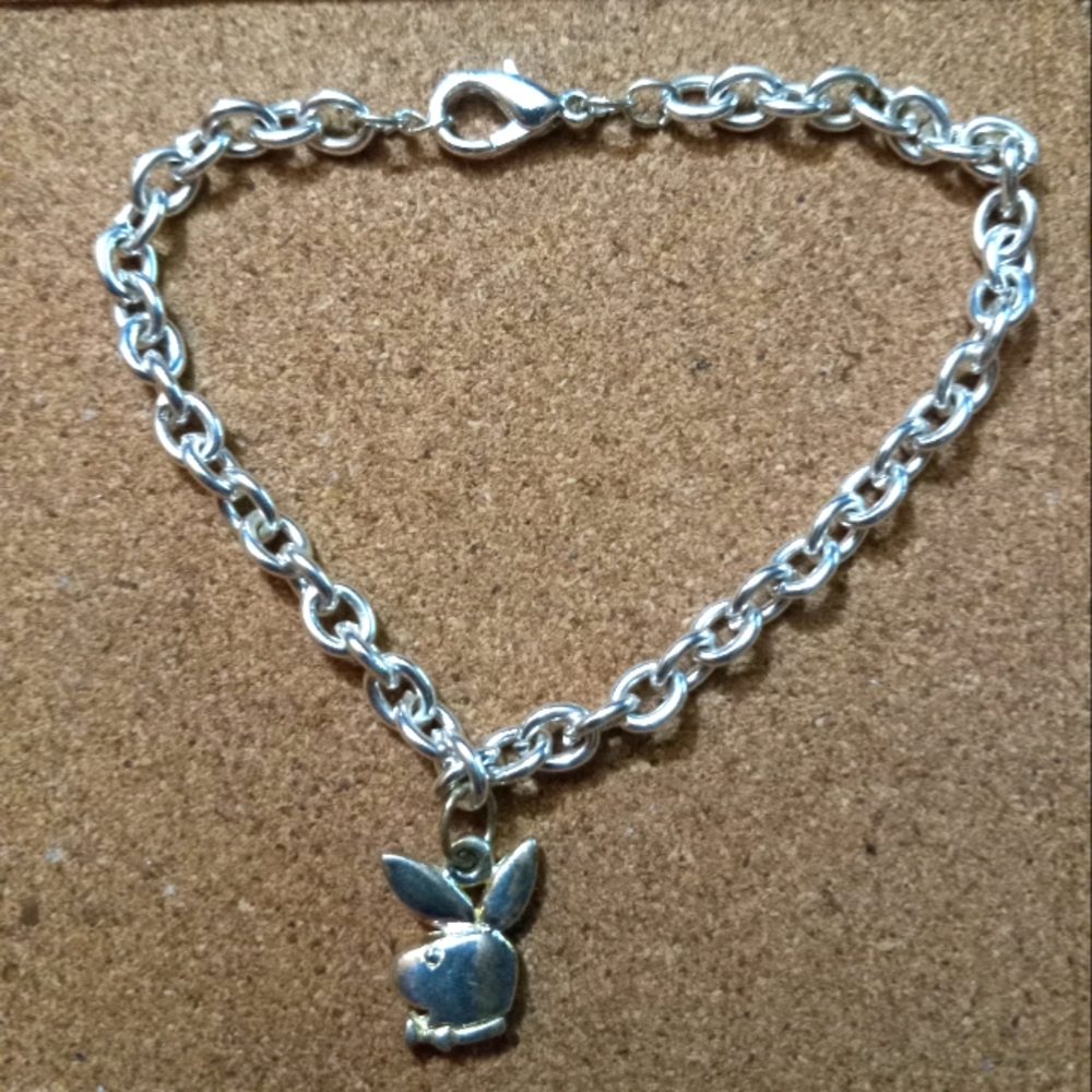 Silver Tone Playboy Charm Bracelet